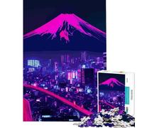 Rompecabezas para Adultos de 1000 Piezas Monte Fuji Tokio Estilo Cyberpunk Juego Interactivo Juguetes adictivos para Cultivar la Paciencia Regalos de Amigo Invisible en casa para Pasar el Tiempo