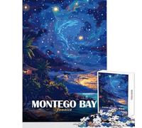 Rompecabezas para Adultos de 1000 Piezas Montego Bay Jamaica Cielo Nocturno Juguete Educativo Gran Regalo y Juego de ingenio Cada Pieza es única (tamaño 50x75cm)