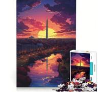Rompecabezas para Adultos de 1000 Piezas Monumento a Washington al Atardecer Juego Educativo Regalo de cumpleaños Ideal para Decorar el Escritorio 38x52cm