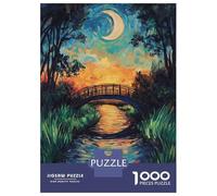 Rompecabezas para Adultos De 1000 Piezas Moonlit Bridge Painting Rompecabezas para Adultos Juego Familiar para La Diversión Familiar Regalo De Cumpleaños, Regalos, 52x38cm/1000pcs