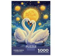 Rompecabezas para Adultos De 1000 Piezas Moonlit Swan Love Rompecabezas para Adultos Juguetes Antiestrés Decoración Actividades Divertidas En Casa 38x26cm/1000pcs