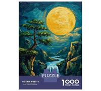 Rompecabezas para Adultos De 1000 Piezas Moonlit Waterfall Landscape Painting Rompecabezas para Adultos Juegos Relajantes Desafío Difícil Diversión En Casa Actividades, 52x38cm/1000pcs