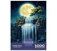Rompecabezas para Adultos De 1000 Piezas Moonlit Waterfall Night Scene Rompecabezas para Adultos Juego Familiar Decoración Perfecta Cumpleaños Y Navidad 52x38cm/1000pcs