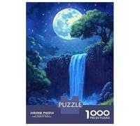 Rompecabezas para Adultos De 1000 Piezas Moonlit Waterfall Night Scene Rompecabezas para Adultos Juegos De Relajación Decoración De Pared Desafío Educativo 70x50cm/1000pcs