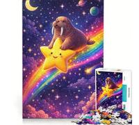 Rompecabezas para Adultos de 1000 Piezas Morsa Montando una Estrella fugaz Juego Educativo desafiante para completar Regalo Ideal para quienes Buscan un Juego desafiante 38x26cm