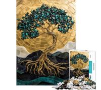 Rompecabezas para Adultos de 1000 Piezas Mosaico de árbol Dorado Arte para Adolescentes Juego Familiar Corte de precisión desafiante de completar (tamaño 50x75cm)