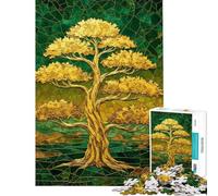 Rompecabezas para Adultos de 1000 Piezas Mosaico de árbol Dorado Rompecabezas para Adolescentes Actividades Divertidas para Pasar el Tiempo en casa Durante Las Vacaciones Juego de desafío único