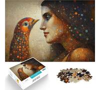 Rompecabezas para Adultos de 1000 Piezas “Mosaico de pájaro y Mujer” Hecho de Papel,para Mayores de 14 años decoración de Pared de Juegos Colección de Artistas, Bellas Artes。tamaño:38x52cm