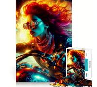 Rompecabezas para Adultos de 1000 Piezas Motociclista en Las Calles,diseño Premium,Arte de Borde,Rompecabezas de lógica,Juego para el Tiempo Libre,diversión,decoración navideña (38x26cm)