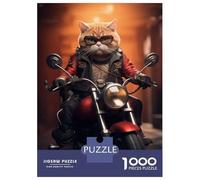 Rompecabezas para Adultos De 1000 Piezas Motorcycle Gang Funny Cat Rompecabezas para Adultos Juguete Decoración De Pared Decoración del Hogar Regalos para Amigos Y Familiares 70x50cm/1000pcs