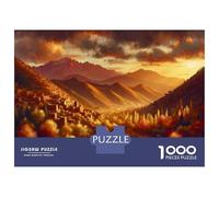 Rompecabezas para Adultos De 1000 Piezas Mountain Village Sunset Landscape Rompecabezas Juguetes Antiestrés Una Obra De Arte Cumpleaños Y Navidad 52x38cm/1000pcs