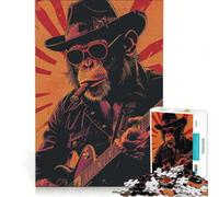 Rompecabezas para Adultos de 1000 Piezas Mr Monkey Blues Night Juegos relajantes interacción Entre Padres e Hijos Regalo de cumpleaños Regalos de Viaje 38x26cm