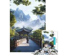 Rompecabezas para Adultos de 1000 Piezas Mujer Caminando sobre un Puente en China Rompecabezas para Adultos Juegos relajantes dificultad Alta Regalos para Amigos y Familiares (tamaño 38x26cm)