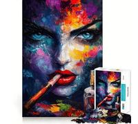 Rompecabezas para Adultos de 1000 Piezas Mujer con Cigarrillo y Perfume Diversión para desarrollar la Memoria Ajuste Estable,sin Piezas Que se muevan Compacto Ideal para Jugar en Familia (38x26cm)