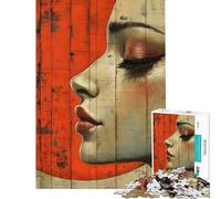 Rompecabezas para Adultos de 1000 Piezas Mujer con círculo Rojo Rompecabezas para Relajarse Ideal para Pasar el Tiempo en casa (Tamaño 38x52cm)