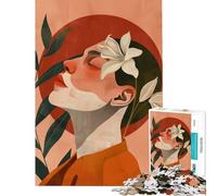 Rompecabezas para Adultos de 1000 Piezas Mujer con Lirio y círculo Rojo Juego Imposible Juguete Educativo desafío Regalo de cumpleaños para Mejorar la Memoria (tamaño 38x52cm)