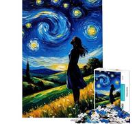 Rompecabezas para Adultos de 1000 Piezas Mujer contemplando una Noche Estrellada Rompecabezas para Adolescentes Juego Familiar Divertido y Original Regalo de cumpleaños único (tamaño 38x52cm)