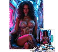 Rompecabezas para Adultos de 1000 Piezas Mujer de Ciencia ficción en el Interior de una Nave Espacial Juego práctico e Intelectual Regalos para Hombres y Mujeres Alivia el estrés (Tamaño 38x52cm)