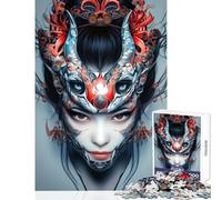 Rompecabezas para Adultos de 1000 Piezas Mujer Demonio Japonesa Juego Relajante desafío exigente Juguete Educativo con Piezas de Formas aleatorias Que encajan Perfectamente (38x52cm)