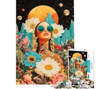Rompecabezas para Adultos de 1000 Piezas Mujer Entre Flores y Estrellas Juego Educativo desafío Juguete Juego de ingenio Regalo de cumpleaños (tamaño 50x75cm)