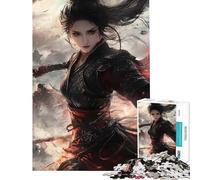 Rompecabezas para Adultos de 1000 Piezas Mujer guerrera Vestida de Rojo Un Reto para completar Juguete Divertido para Toda la Familia Decoración de Pared para Mayores de 14 años Juego de Rompecabezas