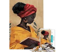 Rompecabezas para Adultos de 1000 Piezas Mujer India Leyendo un Libro Rompecabezas para Adultos Juegos relajantes decoración (tamaño 50x75cm)
