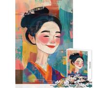 Rompecabezas para Adultos de 1000 Piezas Mujer Japonesa Feliz Rompecabezas de 1000 Piezas Juego práctico Excelentes Regalos y Juguetes para Pasar el Tiempo en casa Durante Las Vacaciones (50x75cm)