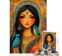 Rompecabezas para Adultos de 1000 Piezas Mujer mística con pájaros Juegos Familiares Carrera de Velocidad Manual Juguetes antiestrés cumpleaños y Navidad (50x75cm)