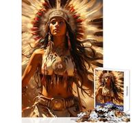 Rompecabezas para Adultos de 1000 Piezas Mujer nativa Americana en H Juego práctico para Toda la Familia Juguetes de decoración para el hogar Entrena tu Cerebro y Tus Manos (75x50cm)
