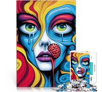 Rompecabezas para Adultos de 1000 Piezas Mujer psicodélica Surrealista Juegos educativos con Piezas de Formas aleatorias Que se entrelazan Completamente 75x50cm