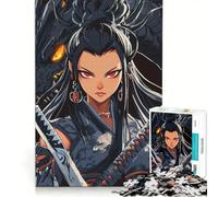 Rompecabezas para Adultos de 1000 Piezas Mujer samurái con dragón Juguete Educativo Divertido y con Humor Incluye póster y Hoja de Preguntas a Juego 50x75cm