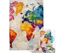 Rompecabezas para Adultos de 1000 Piezas Mundo Vívido Rompecabezas con Mapa Texturizado de Colores Juegos relajantes Vacaciones en casa Pasar el Tiempo Diversión en casa (Tamaño 50x75cm)