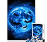 Rompecabezas para Adultos de 1000 Piezas Murciélagos Volando Frente a la Luna Azul Rompecabezas de 1000 Piezas Juegos relajantes Regalos para Mujeres y Hombres Un desafío difícil (38x52cm)