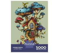 Rompecabezas para Adultos De 1000 Piezas Mushroom House Fantasy Art Print Rompecabezas para Adultos Juguetes Antiestrés Decoración Perfecta Cumpleaños Y Navidad 52x38cm/1000pcs
