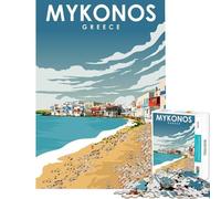 Rompecabezas para Adultos de 1000 Piezas Mykonos Arte de Viaje Griego Juego Educativo Juguetes adictivos para Cultivar la Paciencia Regalos para Mujeres y Hombres Arte de Pared (tamaño 38x52cm)