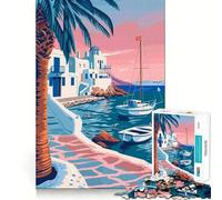 Rompecabezas para Adultos de 1000 Piezas,Mykonos,Grecia,Arte de Viaje,Corte, Divertido,desafío Inteligente,Juego Tranquilo,Divertido,Regalo de Arte navideño (50x75cm)