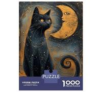 Rompecabezas para Adultos De 1000 Piezas Mystical Black Cat Art Rompecabezas para Adultos Juegos Familiares Montaje De Patrones Cumpleaños Y Navidad 52x38cm/1000pcs