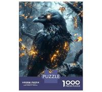 Rompecabezas para Adultos De 1000 Piezas Mystical Raven with Glowing Feathers Rompecabezas para Adultos Juegos Relajantes Desafío Difícil Actividades Divertidas En Casa 38x26cm/1000pcs