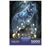 Rompecabezas para Adultos De 1000 Piezas Mystical Wolves Enchanted Forest Rompecabezas para Adultos Juegos Relajantes Mejora La Memoria Regalo De Cumpleaños, Regalos, 38x26cm/1000pcs