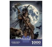 Rompecabezas para Adultos De 1000 Piezas Native American Warrior Woman Art Print Rompecabezas Juguetes Antiestrés Una Obra De Arte Cumpleaños Y Navidad 52x38cm/1000pcs