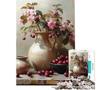 Rompecabezas para Adultos de 1000 Piezas Naturaleza Muerta con Flores de Cerezo Ayuda a ejercitar el Cerebro el análisis y la lógica Juego práctico para Mayores de 14 años (38x26cm)