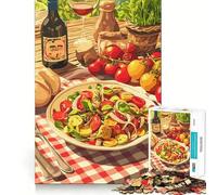 Rompecabezas para Adultos de 1000 Piezas Naturaleza Muerta de Picnic Italiano,Arte de Bordes precisos,Ejercicio Mental,Juego Divertido y Tranquilo,Actividad de cumpleaños (38x26cm)