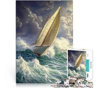 Rompecabezas para Adultos de 1000 Piezas Navegando a través de la tormenta Juego Intelectual Regalos para Amigos y Familiares 38x26cm