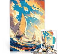 Rompecabezas para Adultos de 1000 Piezas Navegando al Atardecer Juguetes de Entretenimiento Familiar para la decoración del hogar 75x50cm