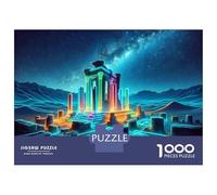 Rompecabezas para Adultos De 1000 Piezas Neon Ancient Ruins in Desert Rompecabezas para Adultos Juegos Relajantes Desafío Difícil Regalo De Cumpleaños, Regalos, 38x26cm/1000pcs