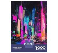 Rompecabezas para Adultos De 1000 Piezas Neon Cityscape Crayon Scratch Art Rompecabezas para Adultos Juegos Relajantes Decoración del Hogar Desafío Educativo 70x50cm/1000pcs