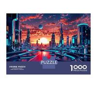 Rompecabezas para Adultos De 1000 Piezas Neon Cityscape Sunset Rompecabezas para Adultos Juegos Relajantes Difícil Gran Regalo para Jugar 70x50cm/1000pcs