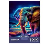 Rompecabezas para Adultos De 1000 Piezas Neon Elephant Art Print Rompecabezas para Adultos Juegos Familiares Arte De Pared Oferta como Regalos para Toda La Familia 38x26cm/1000pcs