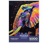 Rompecabezas para Adultos De 1000 Piezas Neon Elephant Art Rompecabezas para Adultos Juegos Relajantes Alivia El Estrés Ayuda A Ejercitar El Cerebro 70x50cm/1000pcs