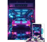 Rompecabezas para Adultos de 1000 Piezas Neon Garage Un desafío para completar Juego de ingenio difícil para Mayores de 14 años (38x52cm)